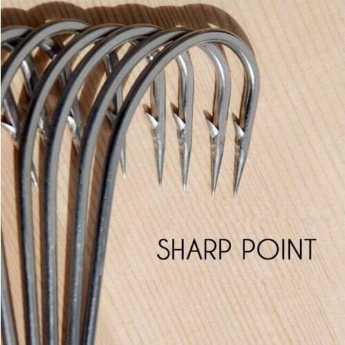 Stainless Steel Barbed #1~#10 Fish Hook High Carbon Steel Thickened Angler Herring Sturgeon Hooks 5PCS/Lot