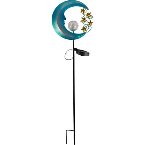 Solar Powered Garden Lights Wrought Iron Moon And Stars Lawn Lamp For Walkway Waterproof Ground Plug Light Outdoor Decor
