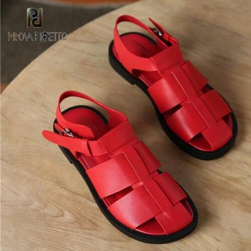 Genuine leather flat sandals womens summer 2021 new student retro literature and art cowhide woven hollow Roman shoes