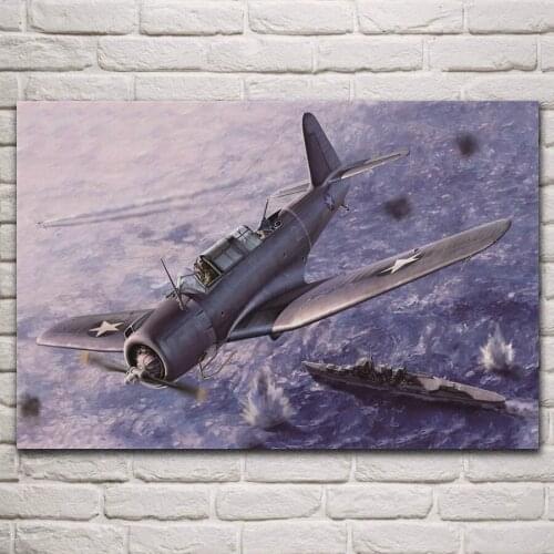 Sb2u z us aircraft skill deck bomber dive air battle fanart living room home wall art decor canvas silk fabric poster KM916