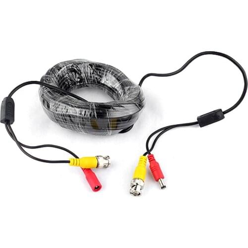 SMTKEY 15 Meter Power and Video CCTV Cable Male BNC Plug for Security CCTV