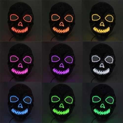 Halloween Monster Led Mask Cosplay Party Supplies Glowing EL Wire Zombie Mask Horror Anime Mascara 10 Colors Optional