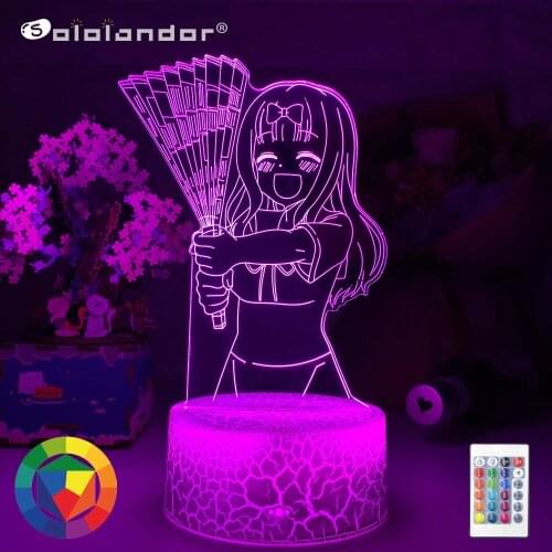Kaguya Sama Love Is War Chika Fujiwara Led Night Light for Home Bedroom Decor Nightlight Anime Gift Table 3d Lamp Chika Fujiwara