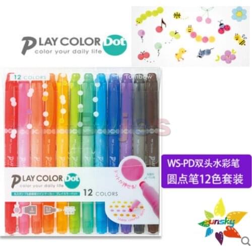 Tombow PLAY COLOR DOT 3/12 color Dot pen double head watercolor pen creative color pen watercolor hand account art supplies