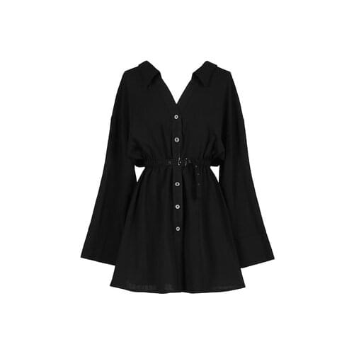 Spring Autumn Punk Gothic Black Dress Fashion Long Sleeve V collar Female Sexy Slim Dresses Kawaii Cool Girl