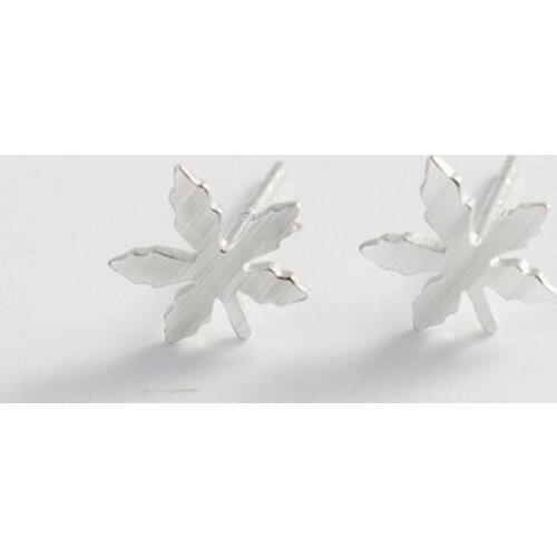 High Quality Real Sterling Silver Stud Earrings For Women Statement Korean Maple Leaf Earring Party Gifts Jewelry