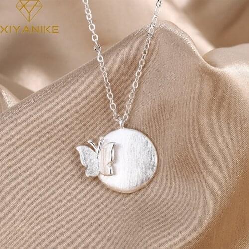 XIYANIKE 925 Sterling Silver Round Butterfly Pendant Necklace For Women Simple Romantic Exquisite Jewelry Adjustable Wedding