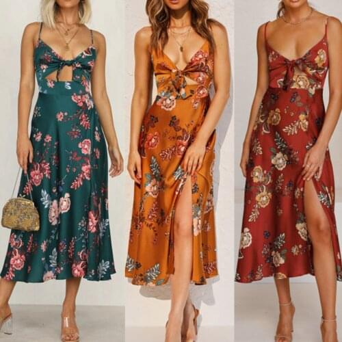 Womens Dress Summer Fashion Sexy hot print V-neck hollow lace halter strap long beach dress new платье летнее женское 50