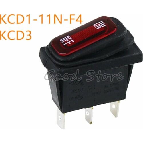 1PCS On/Off Rocker Switch KCD1 16A 125V 16(4)A 250V AC IP65 3 Feet red waterproof switch Light Switch