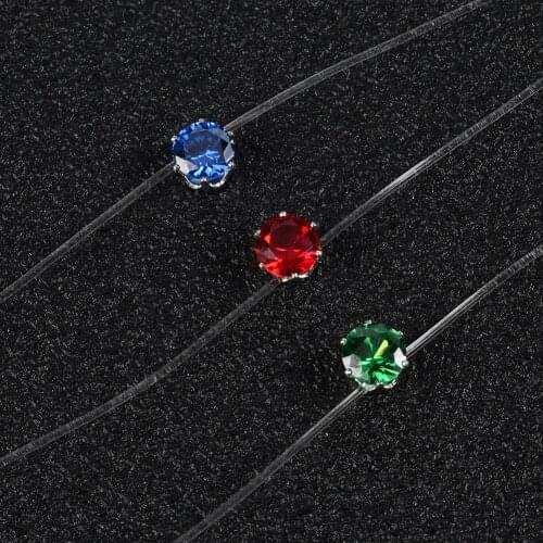 1 Pcs Femal Transparent Crystal Elastic Line Pendant Necklace Invisible String Cord Clavicle Necklace For Rhinestone Choker