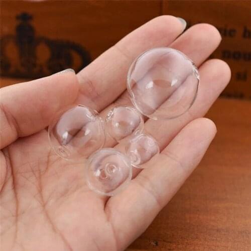 10pcs 6-30mm Mini Lightbulb Globe Glass bubble round ball with double hole Diy hollow glass orbs vial pendants jewelry findings
