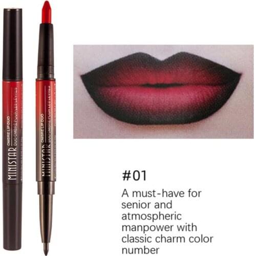 6 Colors 2 IN 1 Lipstick Lip Liner Pen Professional Matte Waterproof Lady Charming Lip Liner Contour Makeup Lipstick Cosmetics