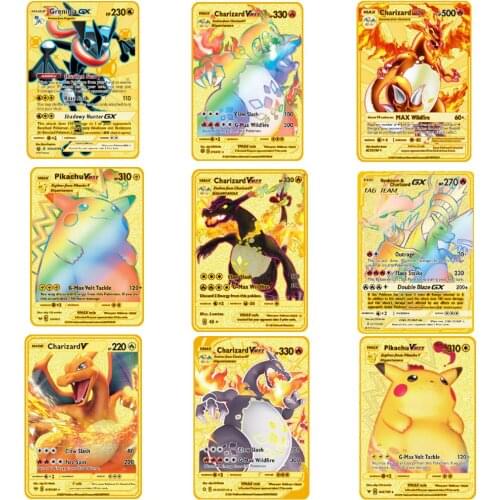 2021 New Pokemon French Gold Metal Card Game Anime Battle Kapikachu Collection Collectible Card Childrens Toy