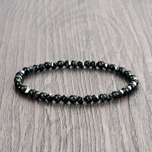 4MM Natural Stone Irregular Hematite Bead Stretch Bracelet Charm Tiger Eye Lava Healing Pulsera Bangles Jewelry Gift for Friend