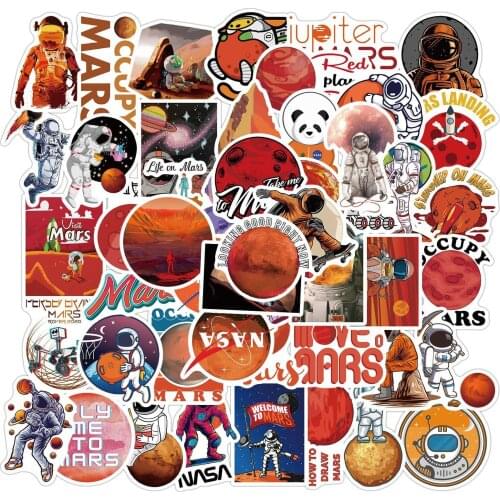 50pcs/SET Interstellar Mars Theme Sticker Waterproof fit Car Laptop Skateboard Surfboard Luggage Bicycle Kids Toy Home Decor