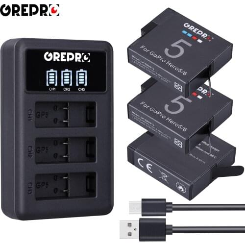 1260mAh AHDBT-501 Battery + Charger with Type-C Port for GoPro Hero 5 Black / GoPro HERO 7 Black / HERO 5/ 6 Black HERO 2018