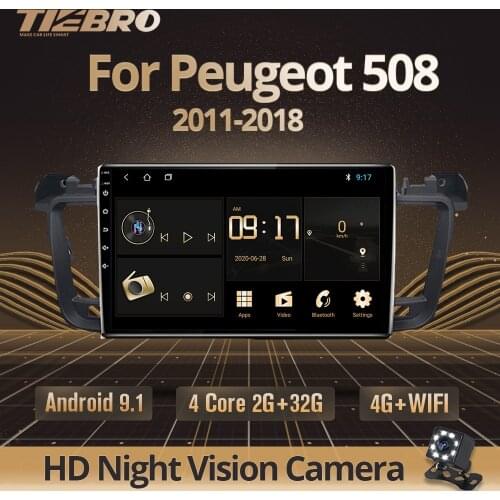 TIEBRO 2DIN Android 9.0 Car Radio GPS Multimedia Player For Peugeot 508 2011 2012 2013 2014 2015 2018 Navigation 2 Din No DVD