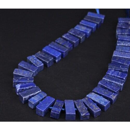 15.5"strand Natural Lapis Lazuli Center Drilled Rectangular Solid Nugget Loose Beads,Raw Lapis Slice Pendants Necklace Jewelry