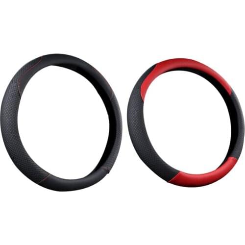 Comfort 15 Inch 38cm Car Steering Wheel Cover Durable Microfiber Leather Heat Wear Cold Resistant Black or Red
