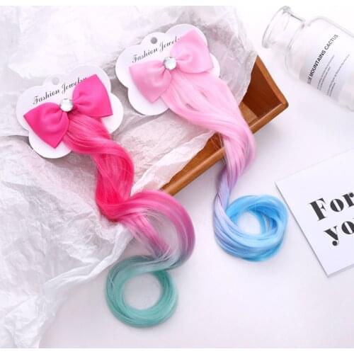 Child Cute Bow Crystal Elastic Hair Band Rubber Band Hair Accessories Kids Wig Headband Girls Twist Braid Rope Headdress