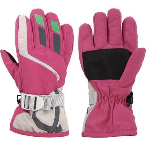 Kids Ski Gloves Winter Warm Lining Snow Adjustable Waterproof Windproof Cold Warm Cycling Bicycle Outdoor Children Kids Gloves