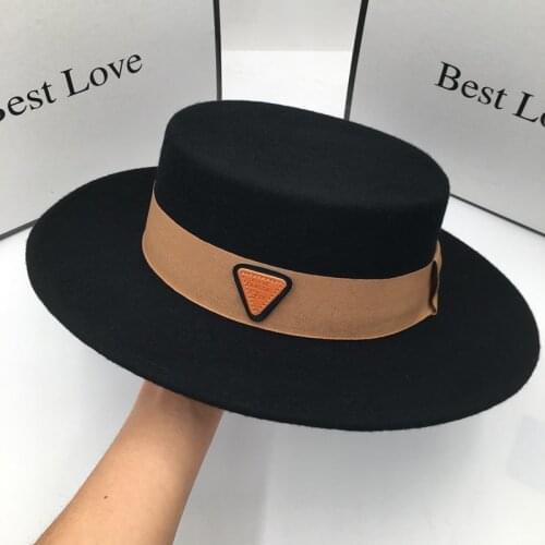 Fedoras spring and autumn period England about retro wool ceiling large eaves black hat for women