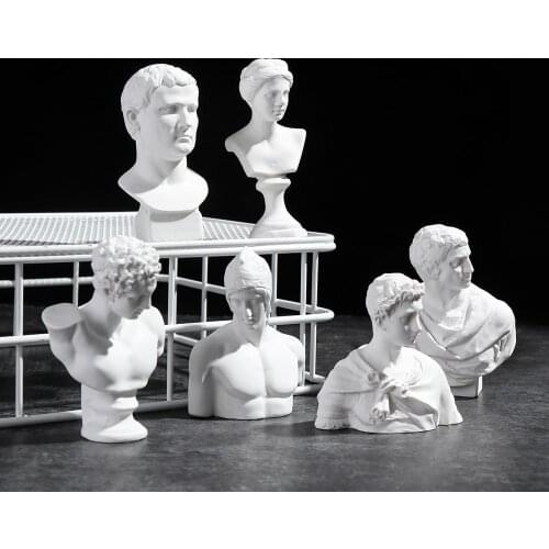Greek Mythology Figurine David Head Portraits Bust Mini Gypsum Statue Drawing Practice DIY Crafts Plaster Sculpture Nordic Decor
