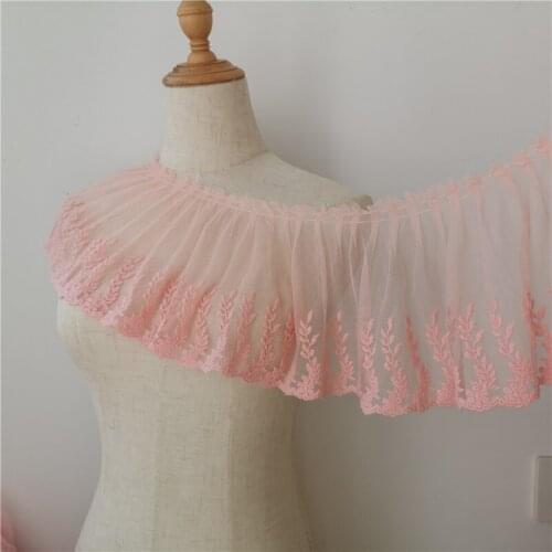 Exquisite cotton embroidered pleated lace trim home curtain lace trim accessories