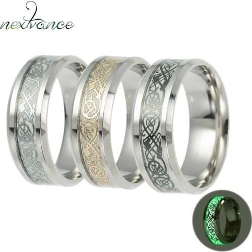 Nextvance Luminous Dragon Ring 3 color Trendy Male Band Rings for Party Inlay Green Tungsten Jewelry Des Nibelungen