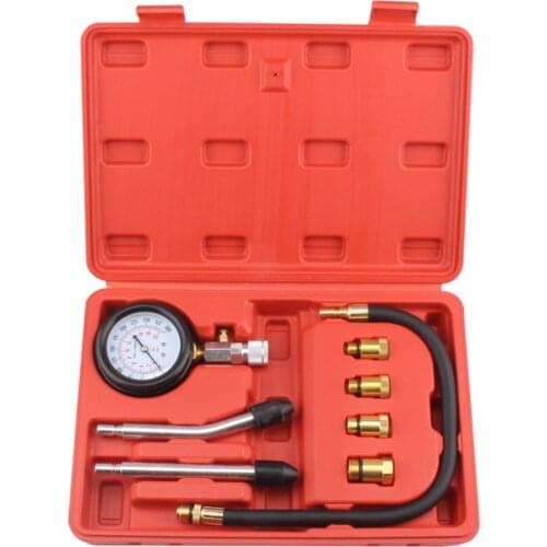 Petrol Engine Pressure Tester Kit Gases Engine Cylinder Compressor Gauge Meter Test Tool Set Automotives Motorcycle Repairing