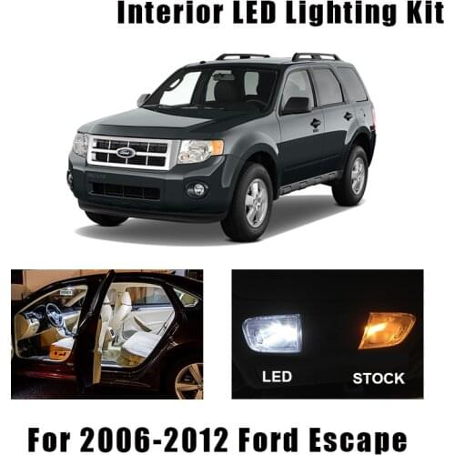 13 Bulbs White Interior LED Car Ceiling Map Light Kit Fit For Ford Escape 2006-2009 2010 2011 2012 Dome Trunk Cargo License Lamp