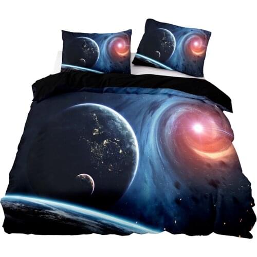 3D Printing Black Hole Pattern Bedding Set, 210×210 Duvet Cover Set With Pillowcase, 245×210 Quilt Cover，Black Blanket Cover