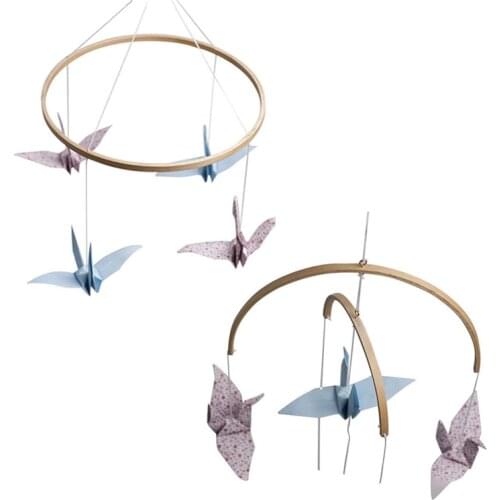 1 Set DIY Circle Nursery Wooden Beads Crib Toy Round/Semi-circular Wooden Wind Chime Hand Material Bag