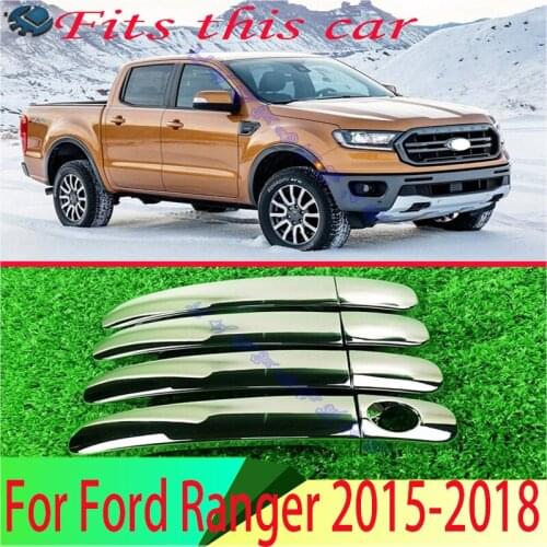 ABS Chrome Door Handle Cover Without Smart Key Hole Catch Cap Trim Molding Accessories For Ford Ranger 2015 2016 2017 2018