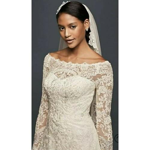 Sweetheart Vintage A-line Lace Long sleeve Wedding Dress Lace Appliques Bridal Dress 2020 Elegant Wedding dress Gowns