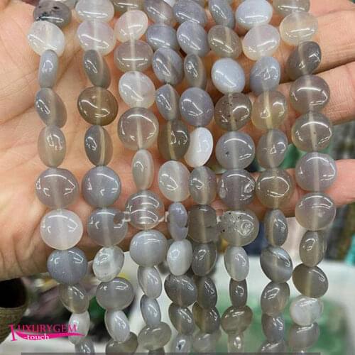 Natural Gray Agates Stone Loose Beads High Quality 10mm Smooth Flat Coin Shape DIY Gem Jewelry Accessories 38Pcs a3680