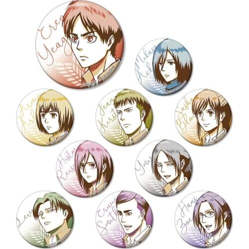 Attack on Titan Anime Erwin Smith Eren Levi Armin Arlelt Zoe Hange Hans Jean Kirstein Sasha Blouse Metal Badge Brooch Pins