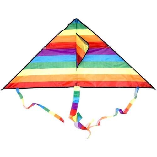 Rainbow Triangle And 30M Kite Line Large Rainbow Kite With Handle Line Ripstop Nylon Outdoor Toys Kids Kites Windsocks Power Kit