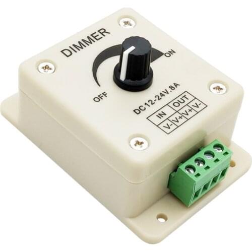 1PC DC 12V 24V 8A Adjustable LED Dimmer Switch Driver Single Color Light Power Supply Controller