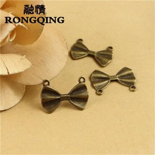 RONGQING 100pcs/lot 21*15MM leaf alloy Bronze 5 Style Charms handmade Craft pendant making fit DIY for bracelet necklace