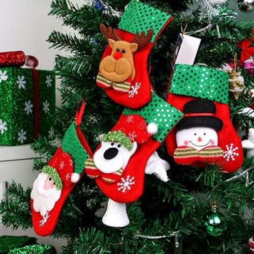 High Quality Christmas Gift Bags Stockings Santa Bear Elk Snowman Socks Candy Gift Xmas Tree Ornament Decoration