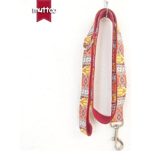 MUTTCO retailing soft wear comfortable dog leash THE RED BOHEMIAN national style dog collars and leashes 5 sizes UDL055