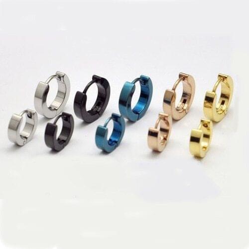 Fashion 3mm Width 7 9mm Inside Diameter Male titanium steel ear clip Drop Dangle Earrings free shipping 5 Colors