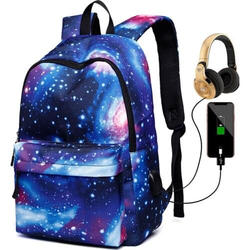 Starry Sky Travel Hiking Sports School Bags,Laptop bag with USB Charging Port,Casual Daypack, Business,Outdoor Rucksack