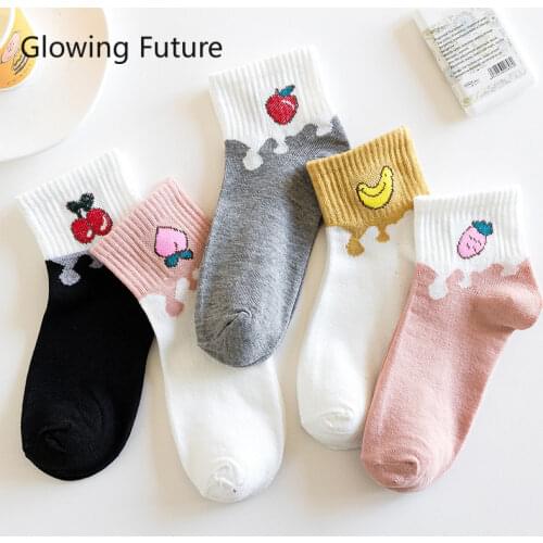 Spring Cotton Casual Star Striped Womans Socks Invisible Kawaii Bear Cat White Pink Socks Cute Fruit Animal Heart Pretty Sukka