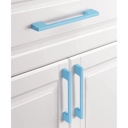 Modern White Blue Cabinet Furniture Knobs Drawer Yellow Pulls Wardrobe Kithchen Door Handles For Children Handle 32 96 128MM