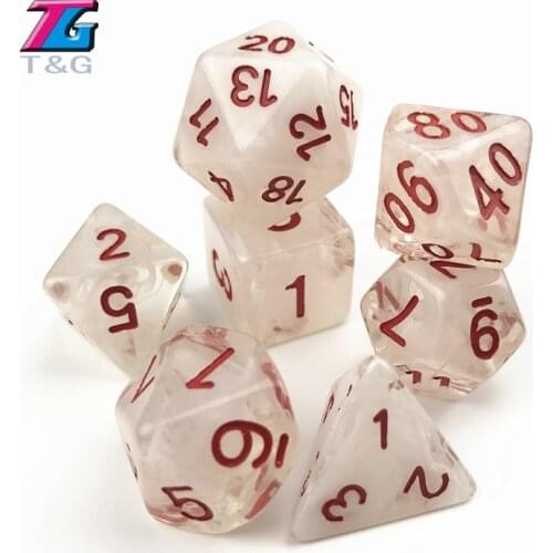 T&G New Translucent Nebula White and Black Polyhedral Dice Set of 7 D4-D20 for DnD Game Plus Bag As Birthday,Wedding Gift