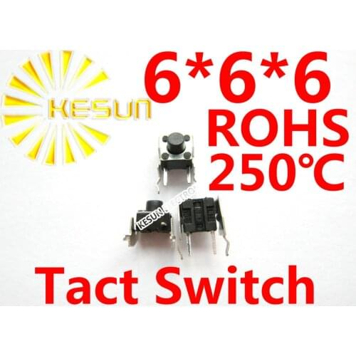 1000PCS DIP 6X6X6 Tactile Tact Push Button Micro Switch Momentary Vertical Push ROHS Replace ALPS SKHHLVA010 SKHH