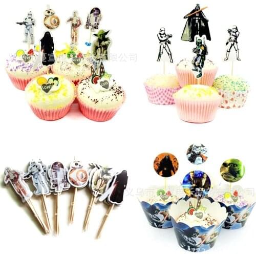 Star Wars Theme Birthday Holiday Party Cake Decoration Insert Cards and Flags Paper Cup Christmas Cake Decorations Cake Topper