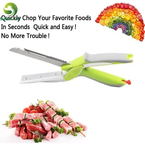 6 IN 1 Kitchen Cutter Board Vegetable Cutting Slicer Smart Knife Cheese Food Meat Chop Cutters Multi-Function Fruit Scissors